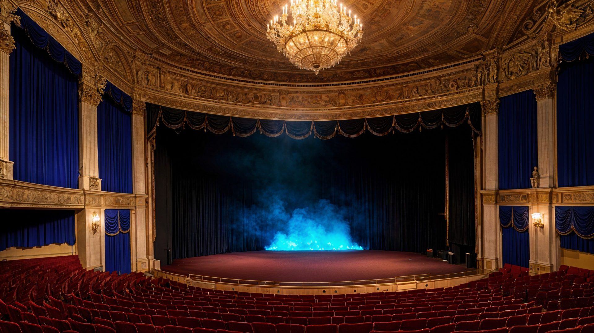 Theater stage with blue smoke
